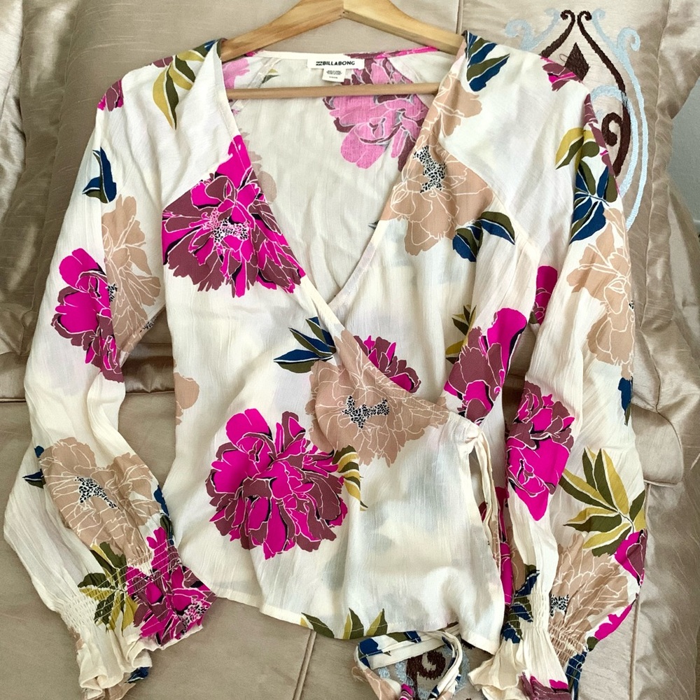 Billabong Bright Floral Top with Pink and Cream